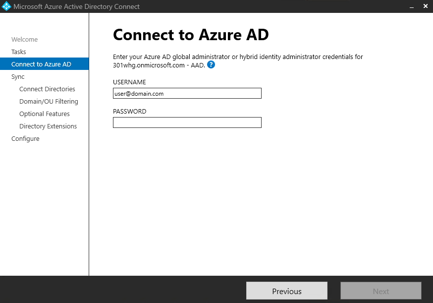 Entra Connect wizard prompting for Entra ID Global Administrator credentials